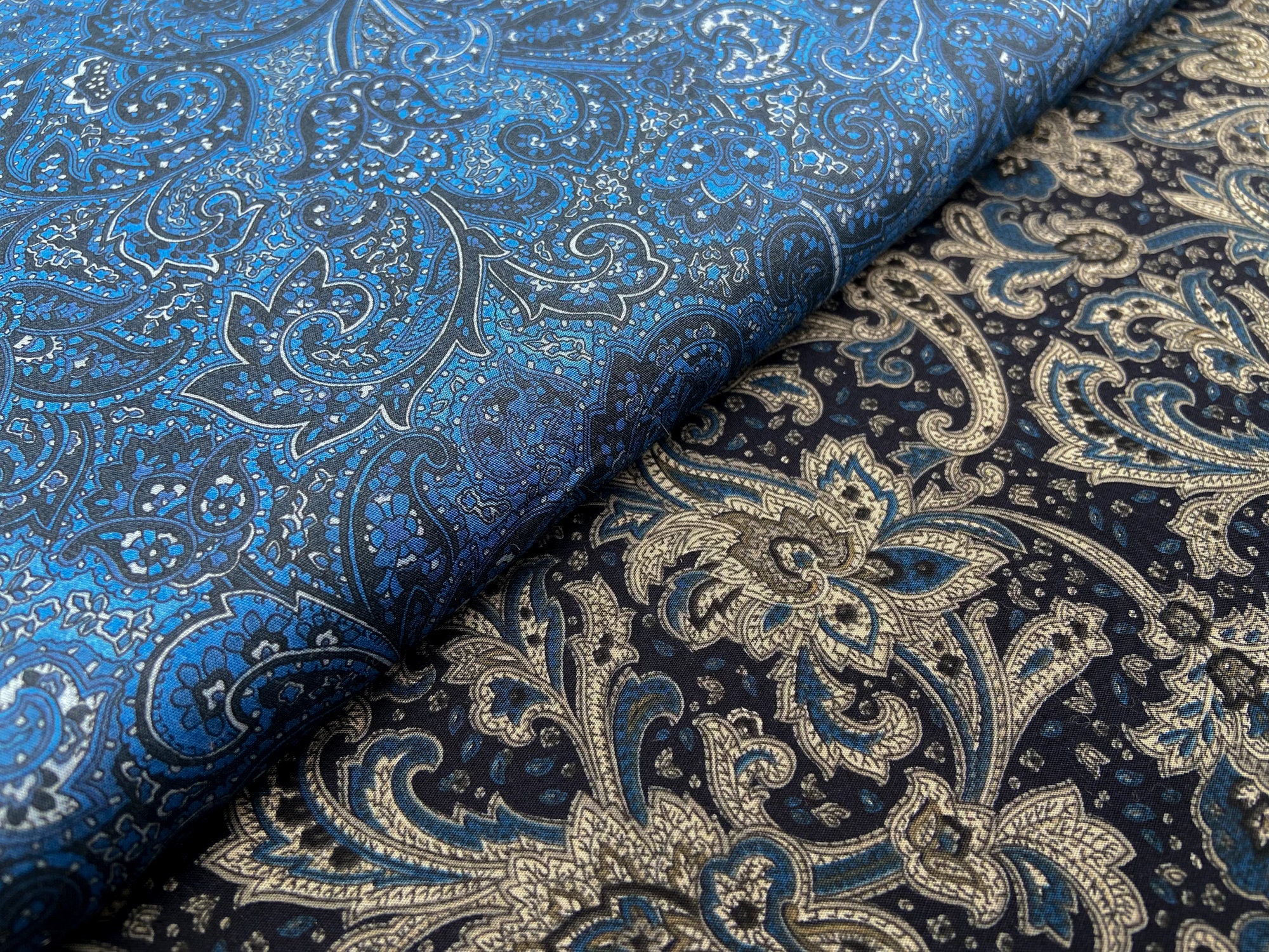 Blue paisley fabric