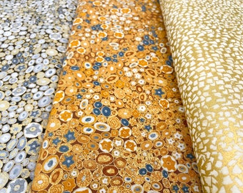 Gustav Klimt Collection by Robert Kaufman | Beautiful Cotton Fabric in Gold & Silver
