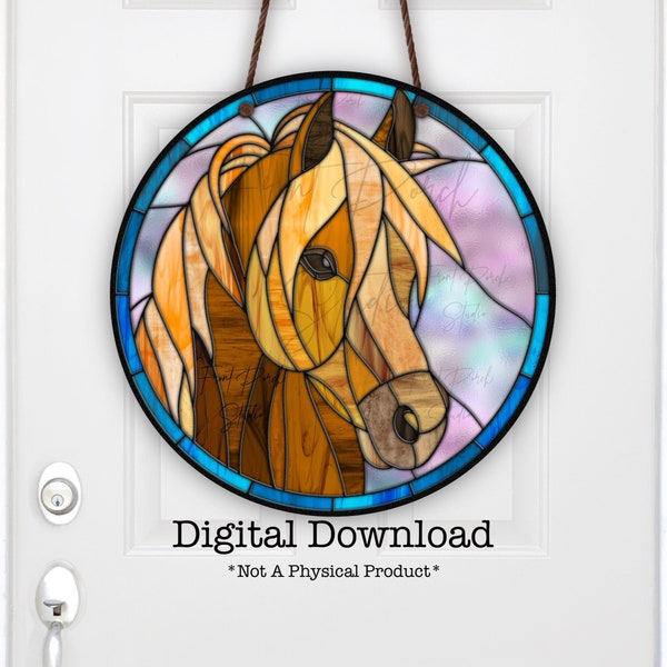 Horse, Sublimation Door Hanger Design, Printable, PNG File, Faux Stained Glass