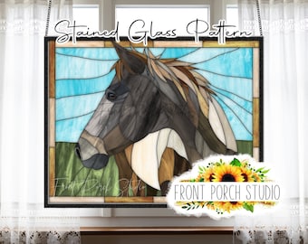 Stained Glass Horse Pattern, Advanced, Digital Download, PDF SVG