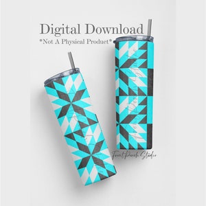 Quilt Blocks 20 oz Tumbler Digital Design, SEAMLESS Sublimation Wrap