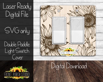 Sunflowers, SVG, Double Paddle Light Switch Cover, Digital Download, Laser File