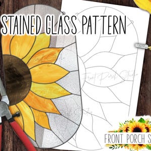 Sonnenblume Glasmalerei-Muster, Suncatcher, digitaler Download, PDF SVG, Anfänger Glasmalerei-Muster, Vinyl fertig, bedruckbar