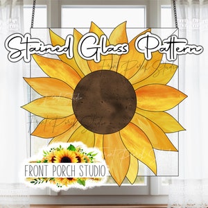 Glasmalerei-Muster, Sonnenblume Suncatcher, digitaler Download, PDF SVG