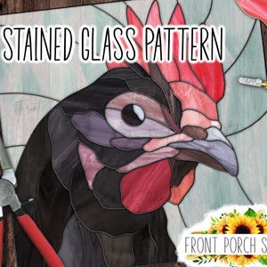 Stained Glass Pattern, Rooster, Digital Download, PDF SVG