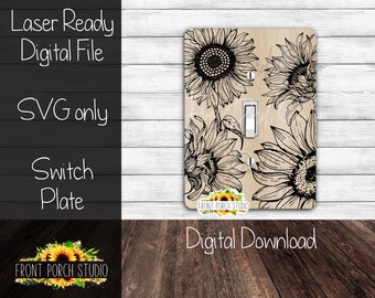 Sunflowers, SVG, Light Switch Cover, Digital Download, Laser File