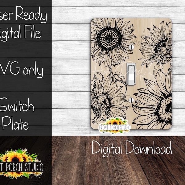 Sunflowers, SVG, Light Switch Cover, Digital Download, Laser File