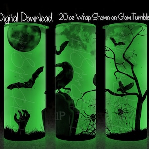 Graveyard Halloween, Sublimation 20 oz Tumbler Wrap Design, Printable PNG File, Digital Download