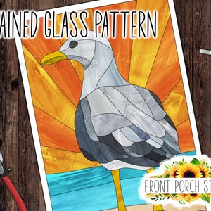 Stained Glass Pattern, Seagull, Digital Download, PDF SVG