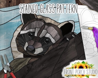 Raccoon, Stained Glass Pattern, Advanced (Digital Download)