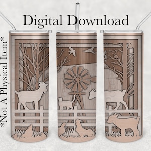 Farm Animals, Goats, Faux Wood, SEAMLESS Sublimation 20 oz Tumbler Design, PNG File, Digital Download