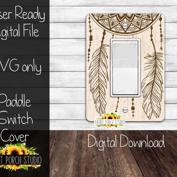 Dream Catcher, SVG, Paddle Light Switch Cover, Digital Download, Laser File