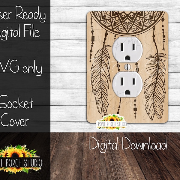 Dream Catcher, SVG, Outlet Cover, Wall Plate, Digital Download, Laser File