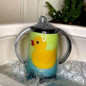 Personalized Glittered Baby Ducky Sippy Cup (PLS READ DESCRIPTION)