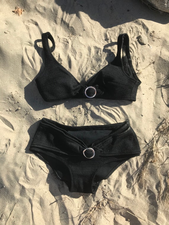 1960s petite fab two piece bathing suit