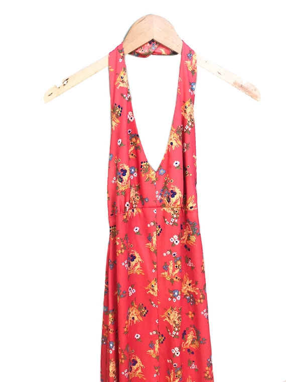1970s Printed Halter Dress