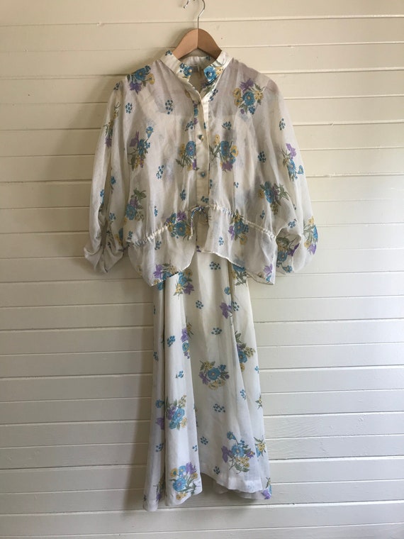 1970s floral dress set - image 1