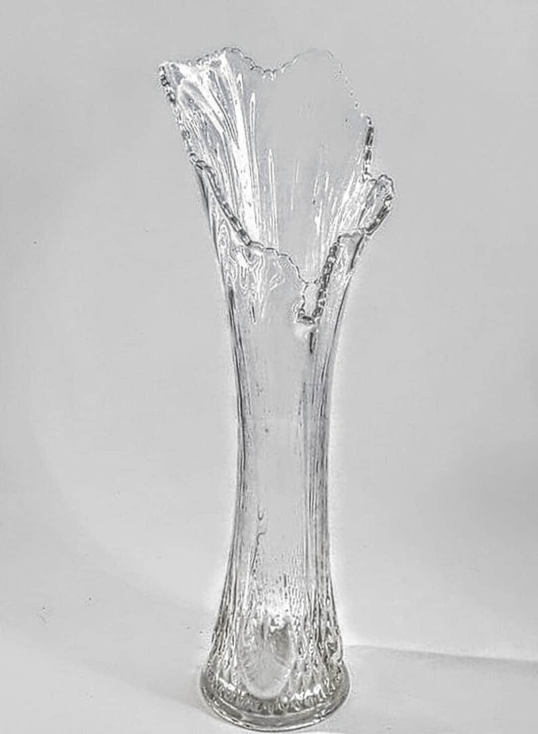 Vintage Heisey Glass Swung Vase Tall Large Clear Ribbed Decorative Vase Etsy