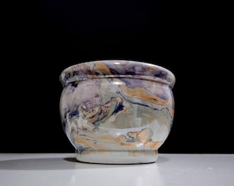 Vintage Marble? Lavender Peach Tones Swirl Planter