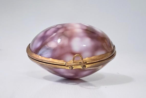Vintage Hinged Sea Shell Brass Trinket Box