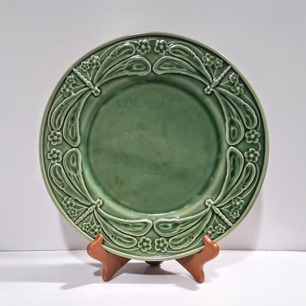 Vintage Potruguese Pottery 12" Dragonfly Plates Green Portugal 2 AVAILABLE