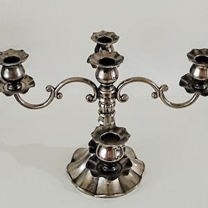 Vintage 5 ARM Silver Plated Candelabra Ornate Taper Candle Holder Home Decor