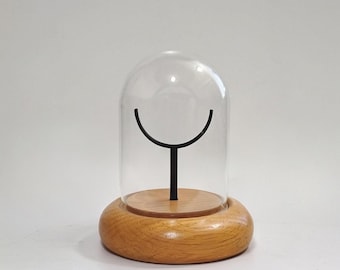 Glass Cloche 5" Glass Dome With Wood Base