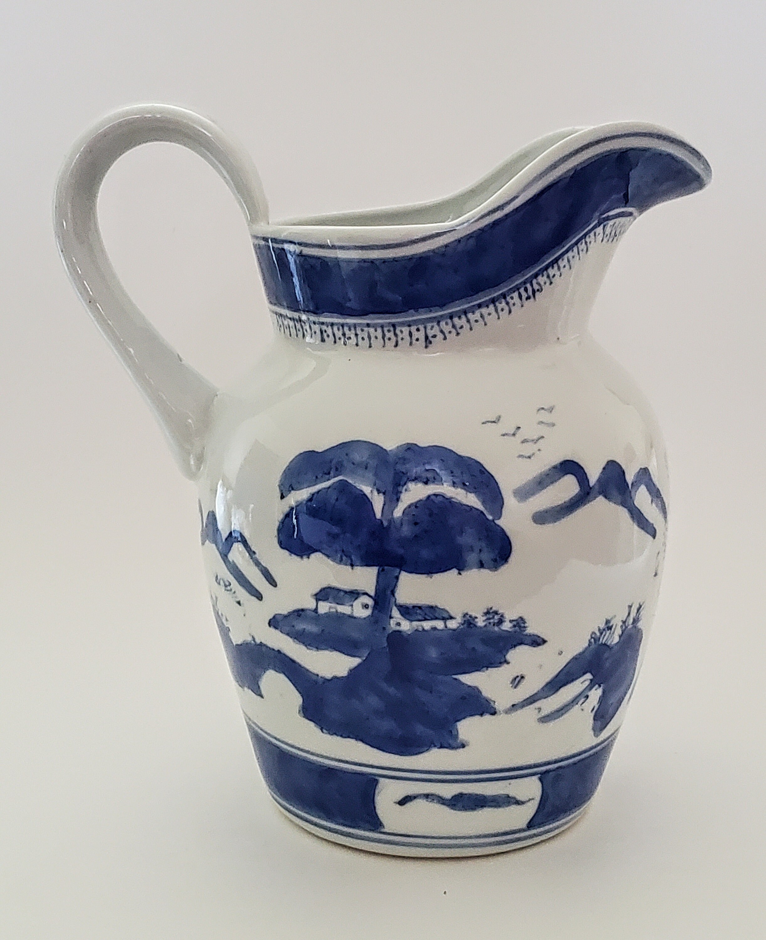 Vintage Blue & White Pitcher Vase Decorative Etsy UK