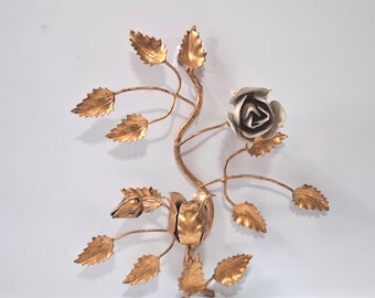 MCM Italian Gold Gilt Tole Rose Sconce
