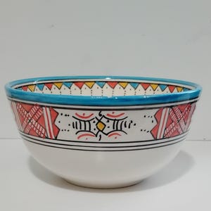 Vintage Moroccan Pottery Serving Bowl Signed Serghini Safi