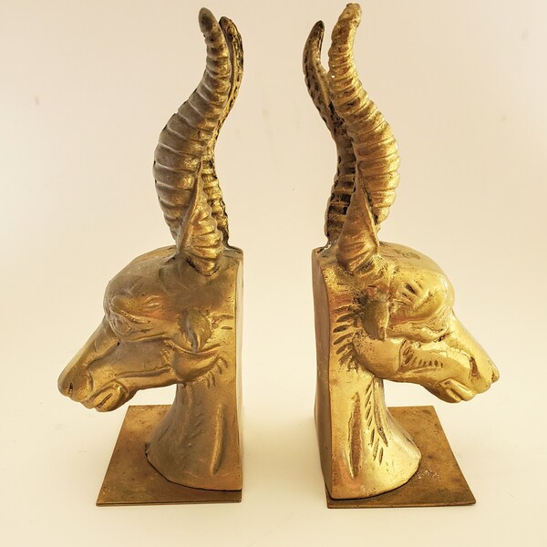 Vintage Brass Antelope Bookend