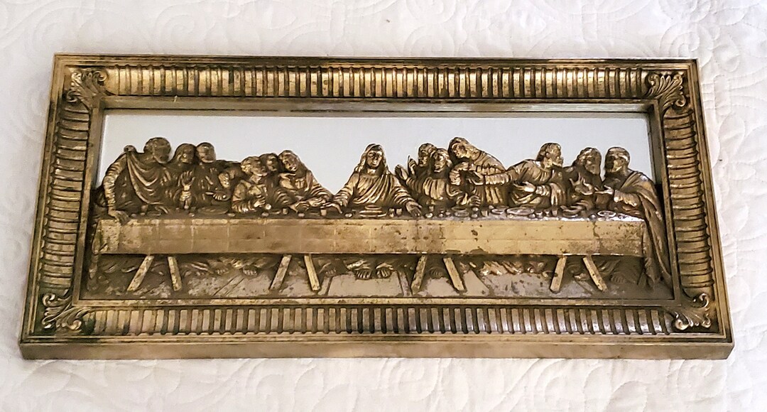 Vintage Last Supper Mirror Gold Ornate Deciples and Jesus Etsy