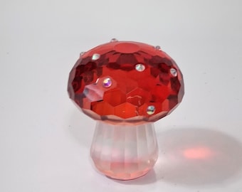 Crystal Red White Glass Paperweight With Rhinestones