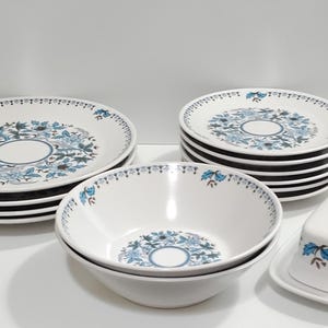 Vintage Noritake Progression Blue Moon Dinnerware 2 Size Plates, Bowls, Butter Dish