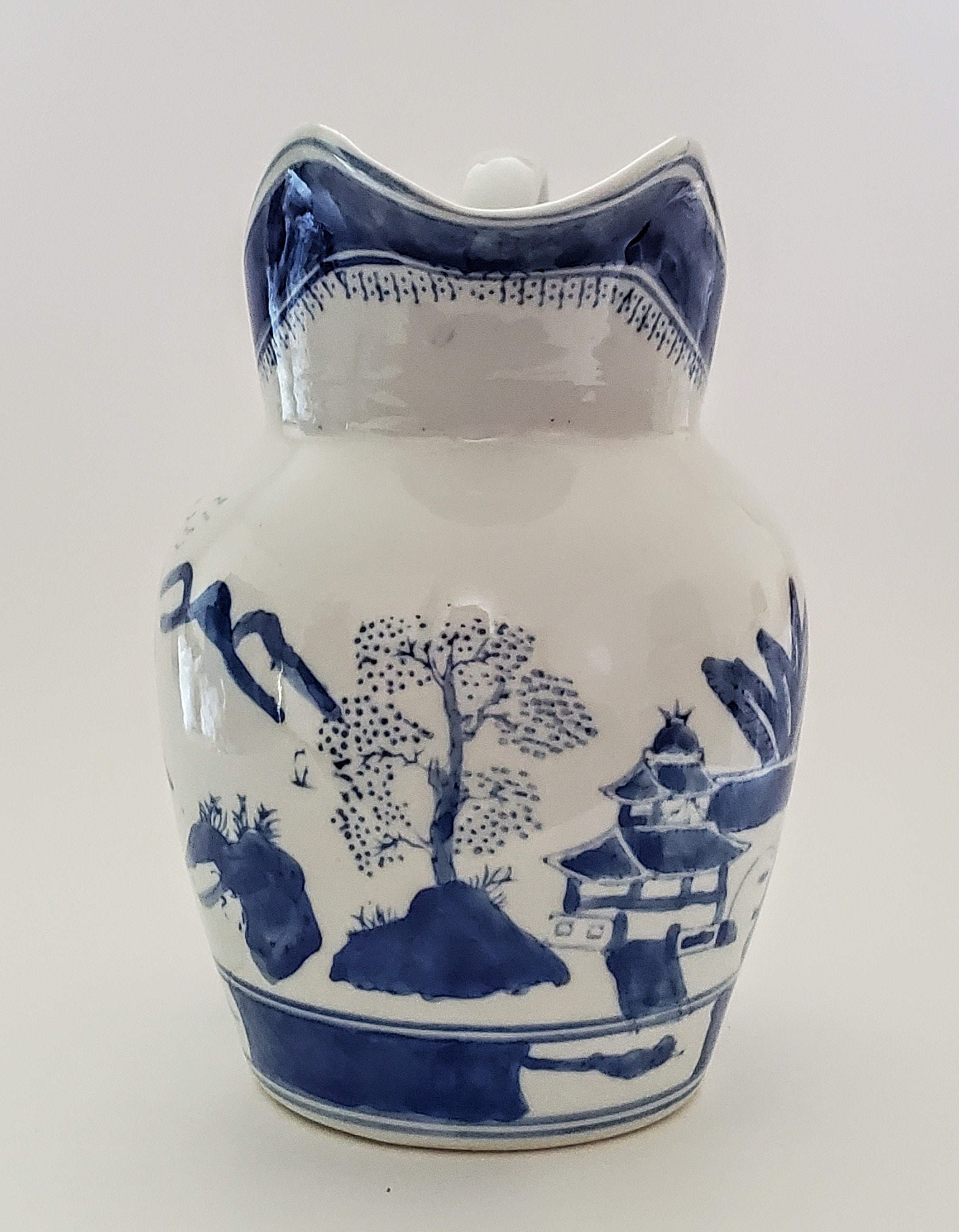 Vintage Blue & White Pitcher Vase Decorative Etsy UK