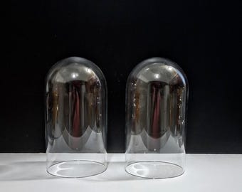 Vintage Glass Cloche 7 1/2" Glass Domes Set Of Two