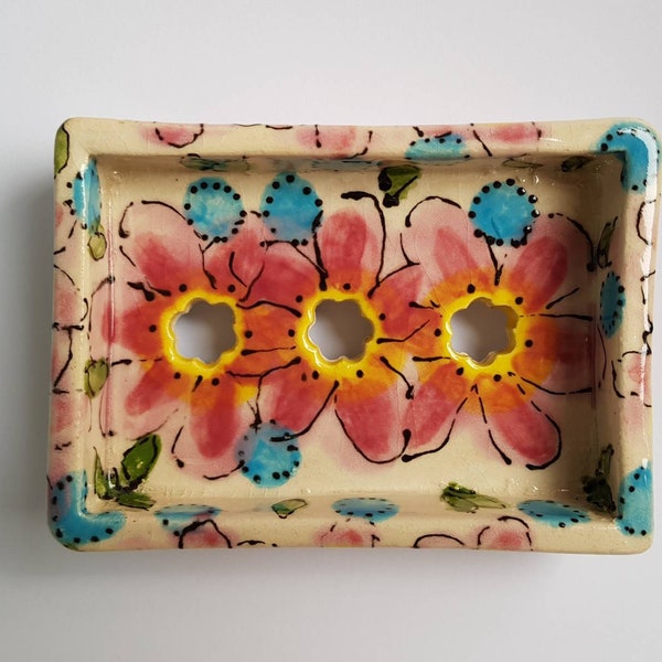 Handmade ceramic soapdish, glazed earthenware, bathroom accessories, handmade soap holder, handmade gift, housewarming gift