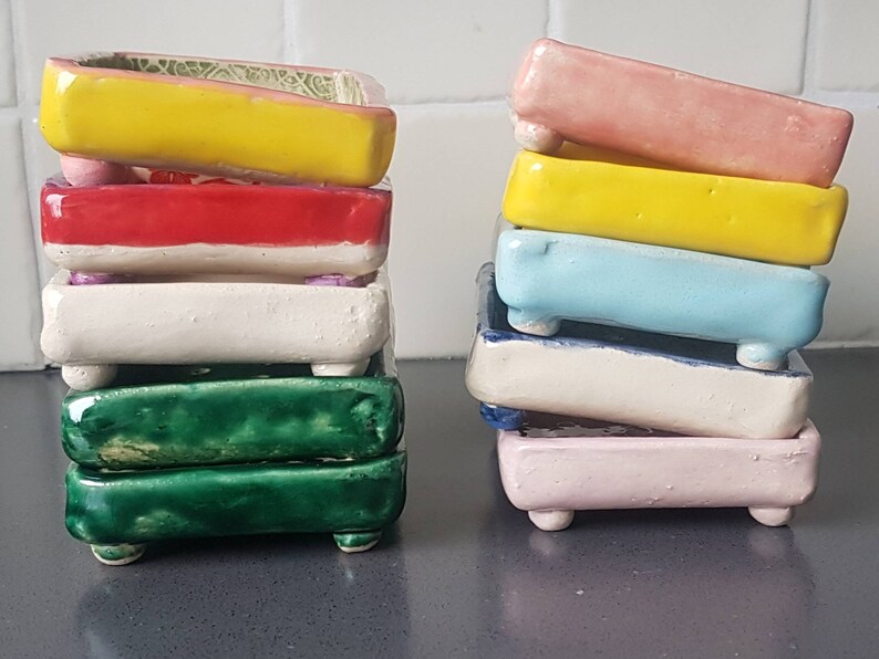 housewarming gift Handmade ceramic soapdish handmade gift bathroom accessories rainbow earthenware handmade soap holder