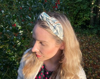 William Morris Headband. William Morris Willow Bough Green & Blue Elasticated Headband. Turban Knot Headband. Floral Knot Headband.