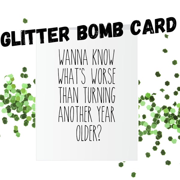 Prank Glitter Bomb Card - Carte d'anniversaire amusante - Carte drôle - Prank Card - Pour elle - Pour lui - Personnalisé - Paillettes biodégradables