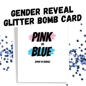Funny Gender Reveal Glitter Bomb Card - Mail Gender Reveal - Unique Gender Reveal Idea - Confetti - Glitter Card