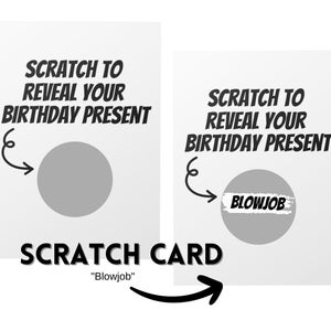 Carte d'anniversaire amusante à gratter pour petit ami - Carte d'anniversaire fellation coquine