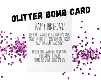 Prank Glitter Bomb Card - Fun Birthday Card - Funny - Prank Mail - Personalized Gift - Anonymous Glitter Prank