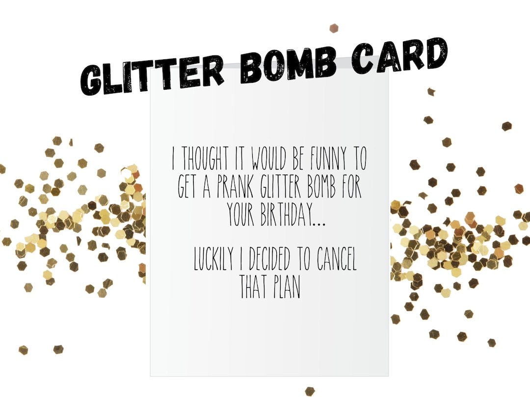 Fun Glitter Bomb Birthday Card Personalized Glitter Gift Fun Cute Gift