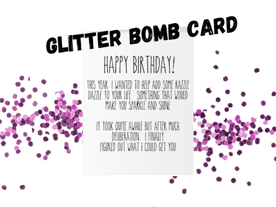 Prank Glitter Bomb Card Fun Birthday Card Funny Prank Etsy