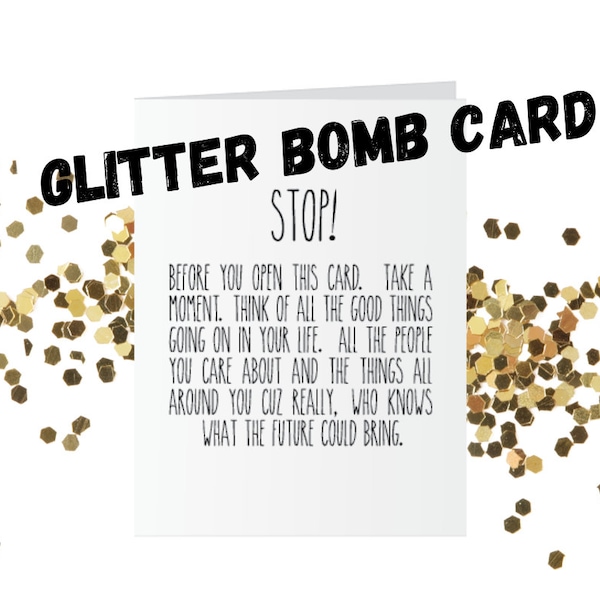 Prank Glitter Bomb Card - Carte d’anniversaire amusante - Carte de farce - Carte d’anniversaire pour elle - Cadeau personnalisé