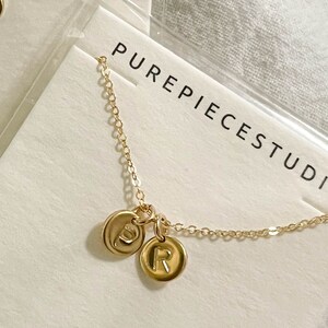 Initial necklace • Personalized custom necklace • Coin initial necklace • Initial charm necklace  • Personalized gold necklace for her