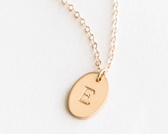 Oval Necklace • Simple Oval Initial Necklace • Dainty • Custom Initial Necklace • Gold necklace • Silver simple necklace