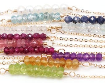 Gemstone bar necklace • Dainty gemstone necklace • Birthstone bar necklace • Gemstone Necklace •  Birthstone Gift •  Gemstone Necklace Gift
