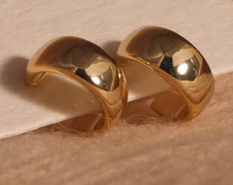 Chunky gold earrings • Bold earrings • Minimalist • 14k gold earrings for women • Gold thick hoops • Gold earrings • Thick hoop earrings